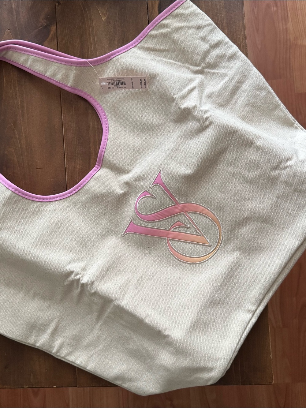 New Victoria's Secret Canvas Tote with Pink Trim